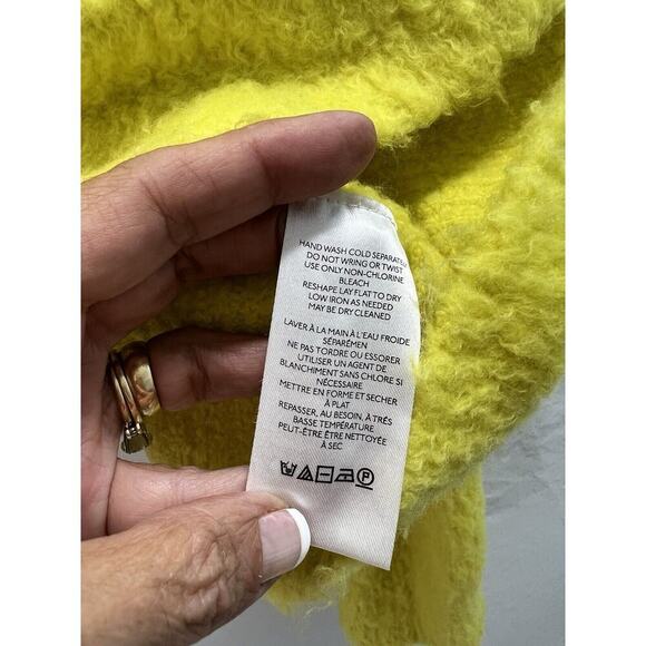 ANTHROPOLOGIE MAEVE PLUSH V-NECK COZY PULLOVER SWEATER M Neon Yellow - Picture 8 of 14